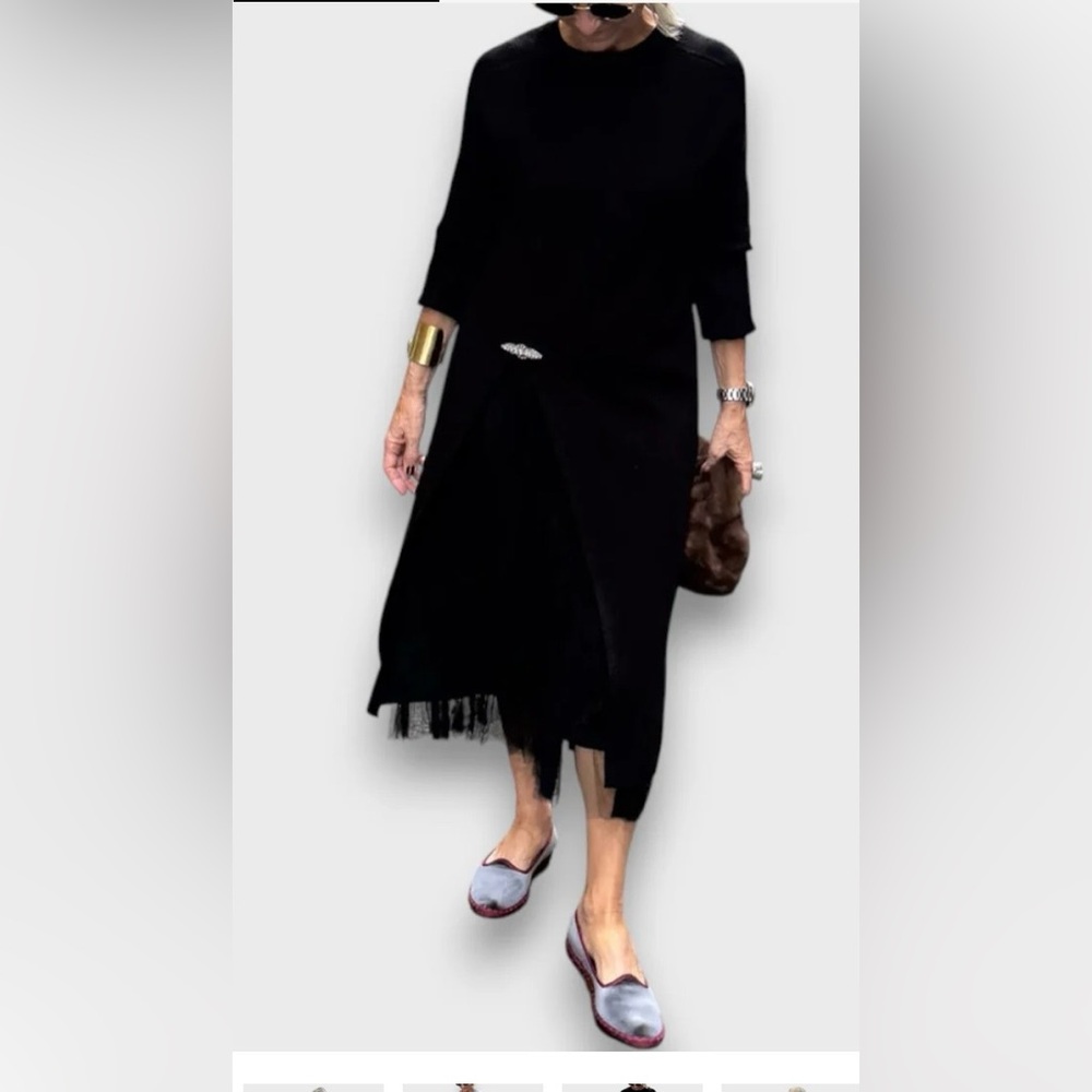 Unique Black Dress with Tulle Skirt